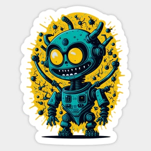 Robot with Evil Smile Sticker